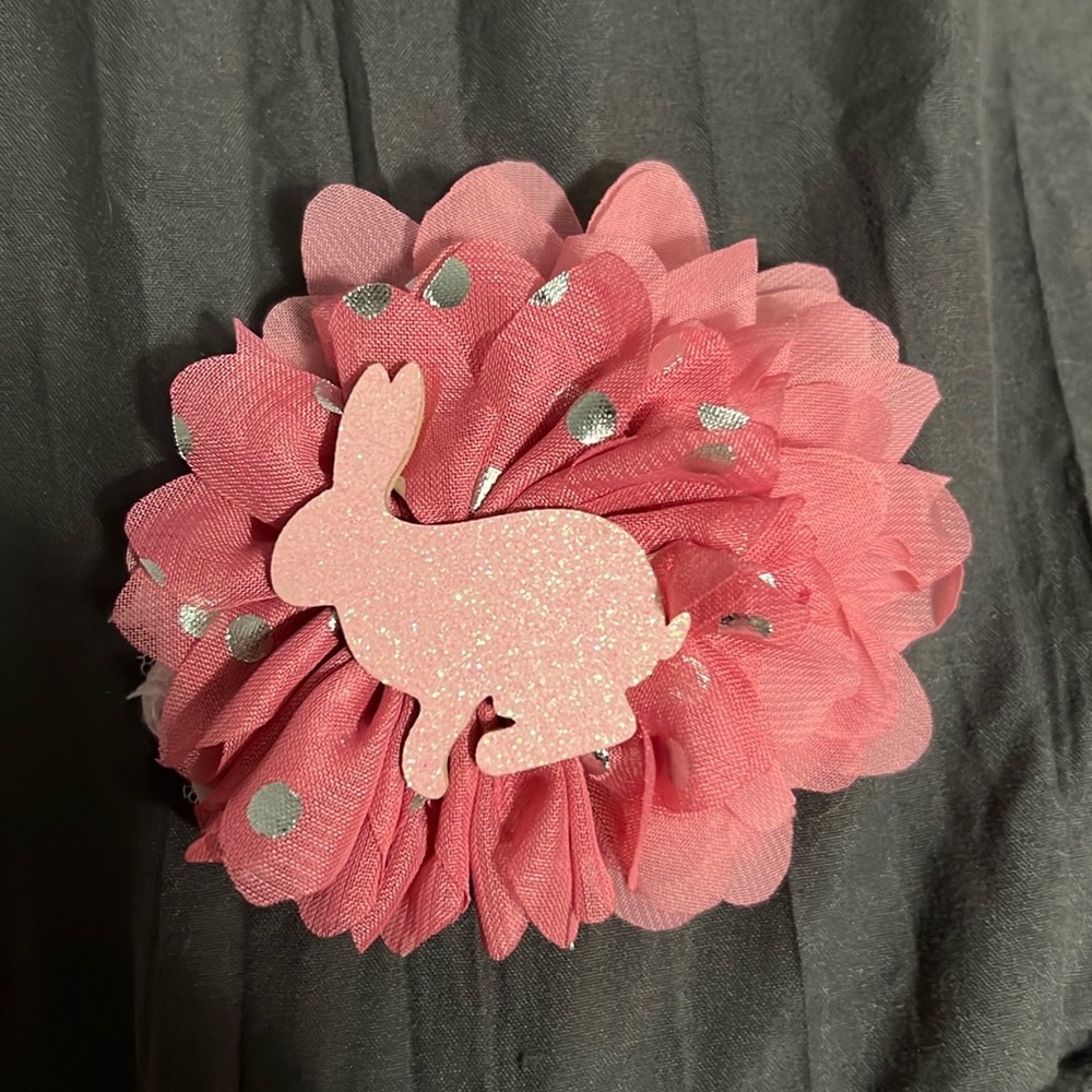 Little girls bow with bunny. Never worn